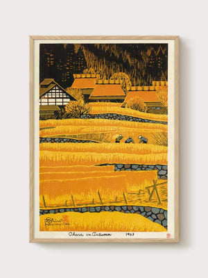 Shiro Kasamatsu Ohara in Autumn poster in oak frame