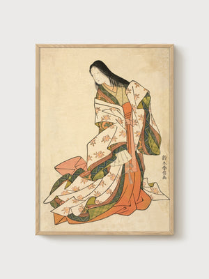 Suzuki Harunobu Ukiyo-e Print poster in oak frame