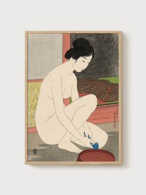 Ukiyo-e Wall Art poster in oak frame