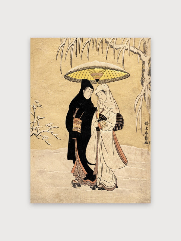 Couple Under Yellow Umbrella Snow - Digital Download