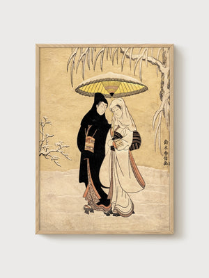 Suzuki Harunobu Japanese Wall Art poster in oak frame