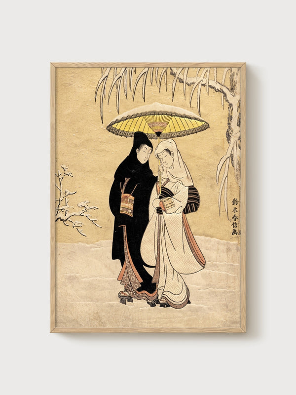 Suzuki Harunobu Japanese Wall Art poster in oak frame