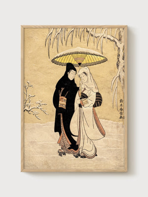 Suzuki Harunobu Japanese Wall Art poster in oak frame