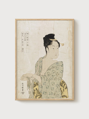 Kitagawa Utamaro Bijin-e Japanese Art Print poster in oak frame