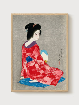 Geisha Kimono Poster poster in oak frame