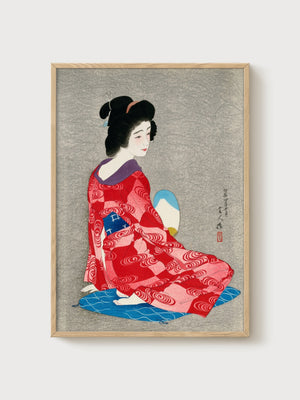 Geisha Kimono Poster poster in oak frame