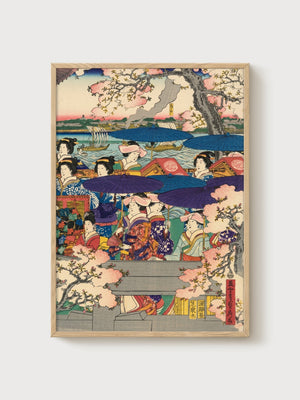 Ukiyo E Wall Art poster in oak frame