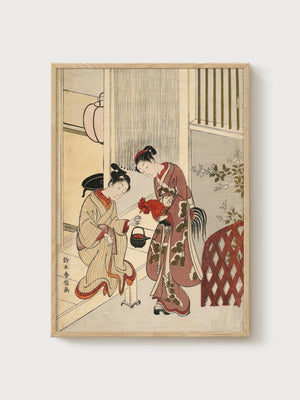 Suzuki Harunobu Japanese Art Print poster in oak frame
