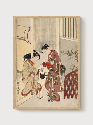 Suzuki Harunobu Japanese Art Print poster in oak frame