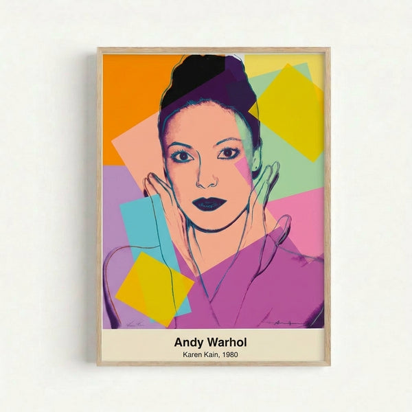 Warhol-style portrait print featuring a dancer in striking neon colors and high-contrast pop art aesthetic, displayed as framed wall art.