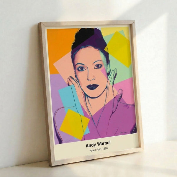 Bold modern portrait of Karen Kain rendered in saturated cyan, magenta, and yellow with graphic black accents and white space.