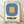 Minimalist framed poster featuring geometric shapes—a slate blue square and golden yellow rounded rectangle on cream background in Bauhaus style.