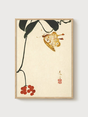 Japanese Art Print poster in oak frame