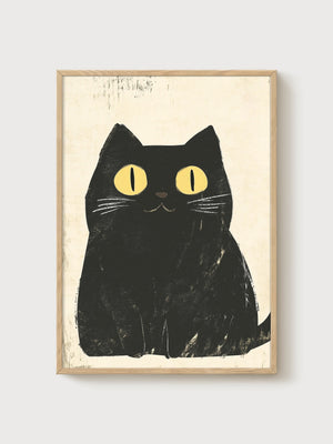 Black Cat Poster poster in oak frame
