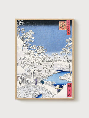 Hiroshige Snow Scene Poster poster in oak frame