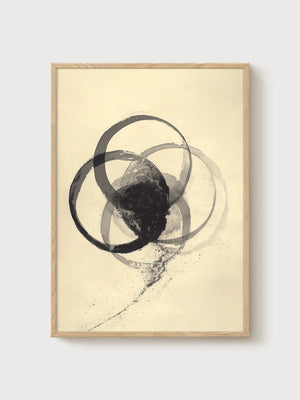 Abstract Ink Wash Circles Poster poster in oak frame