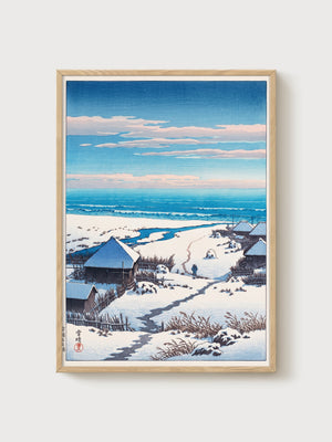 Japanese Woodblock Print poster in oak frame