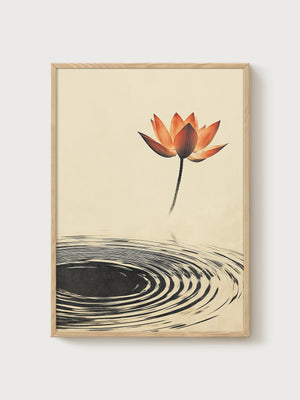 Lotus Wall Art poster in oak frame