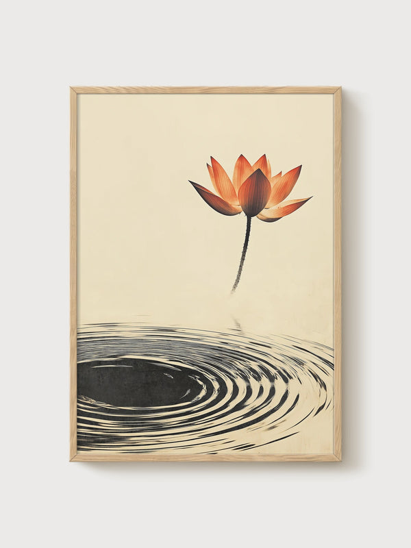 Lotus Wall Art poster in oak frame