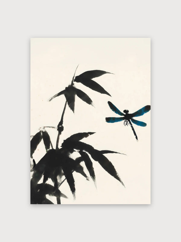 Dragonfly Bamboo Sumi-e - Digital Download