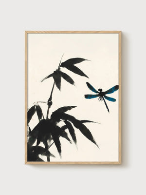 Dragonfly Poster poster in oak frame