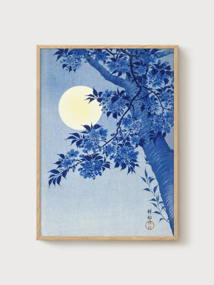 Japanese Woodblock Print poster in oak frame
