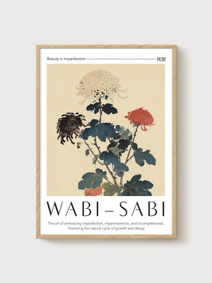 Wabi Sabi Wall Art poster in oak frame