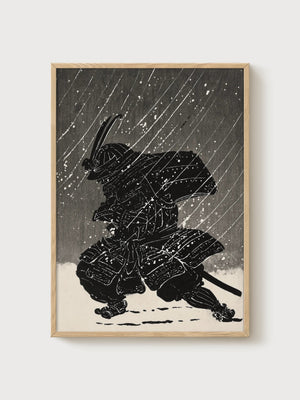 Samurai Art Print poster in oak frame