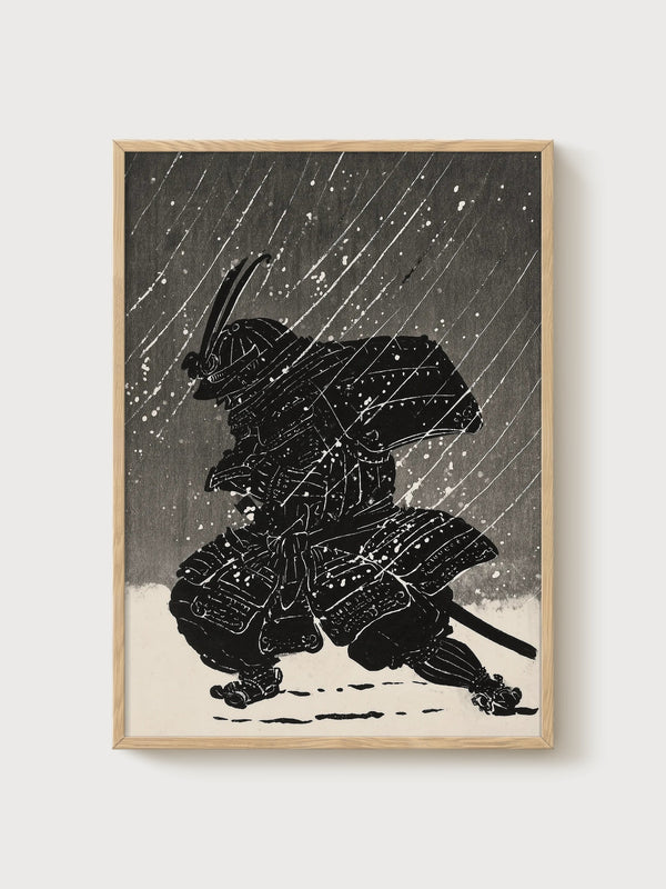 Samurai Art Print poster in oak frame