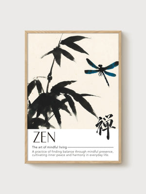Zen Wall Art poster in oak frame
