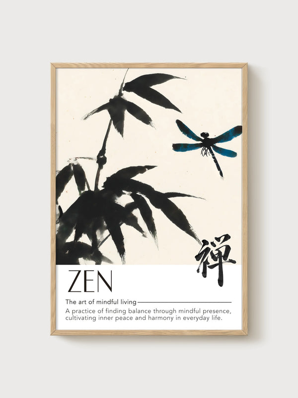 Zen Wall Art poster in oak frame