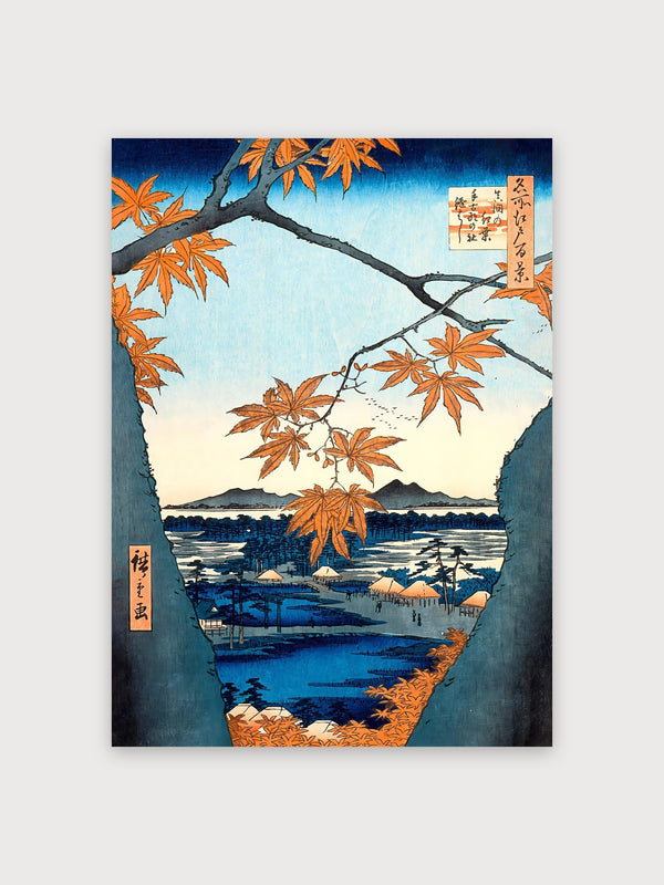 Autumn Maple Landscape Japanese Woodblock - Digital Download