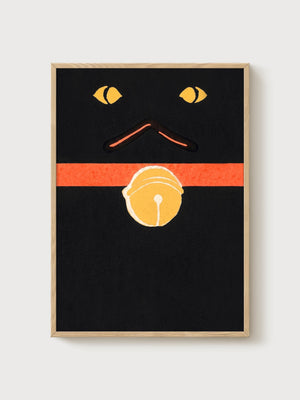 Black Cat Face Abstract Poster poster in oak frame