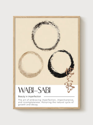 Wabi-Sabi Wall Art poster in oak frame