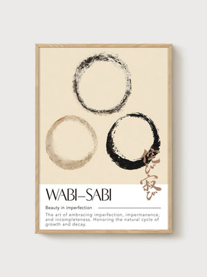 Wabi-Sabi Wall Art poster in oak frame