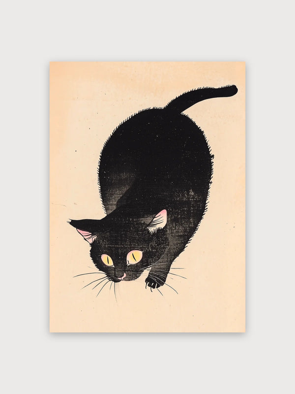 Black Cat Yellow Eyes Vintage - Digital Download