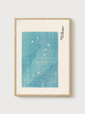 Ukiyo E Wall Art poster in oak frame