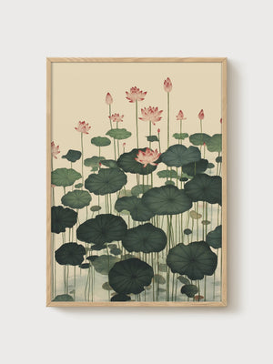 Lotus Flower Poster poster in oak frame