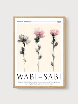 Wabi Sabi Wall Art poster in oak frame
