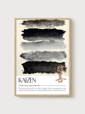 Kaizen Wall Art poster in oak frame