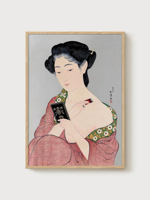 Geisha Kimono Portrait Print poster in oak frame