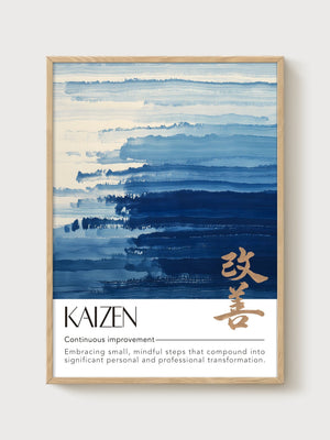 Kaizen Japandi Wall Art poster in oak frame