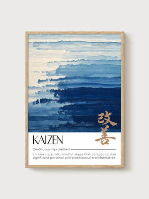 Kaizen Japandi Wall Art poster in oak frame