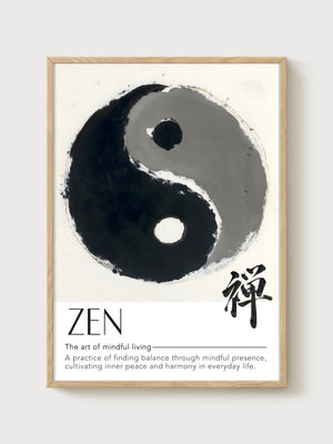 Zen Yin Yang Enso Circle Poster poster in oak frame