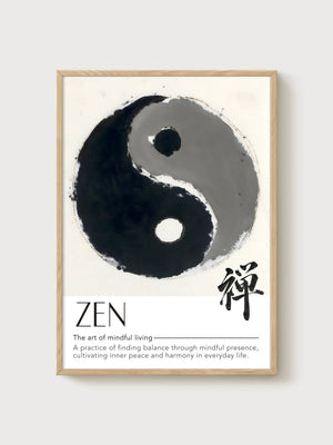Zen Yin Yang Enso Circle Poster poster in oak frame