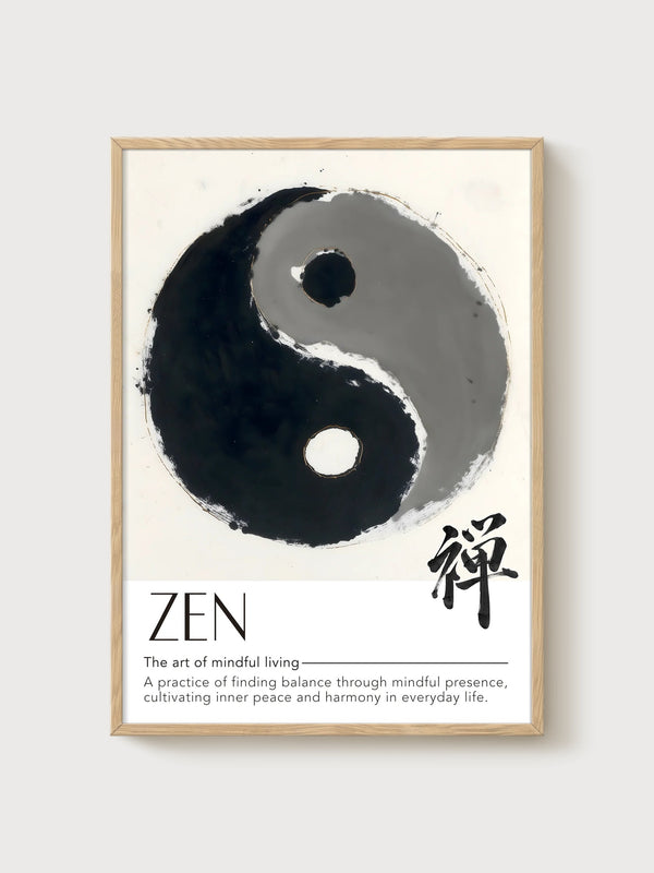 Zen Yin Yang Enso Circle Poster poster in oak frame