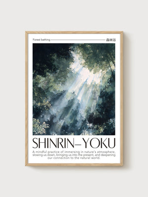 Shinrin-Yoku Forest Bathing Print poster in oak frame