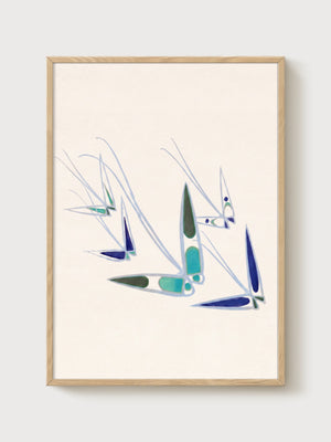Sailboat Print poster in oak frame