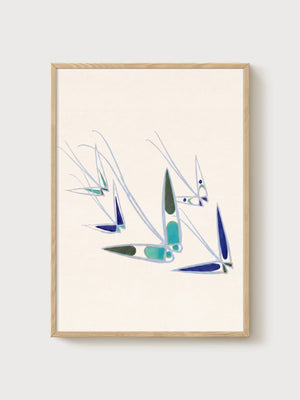 Sailboat Print poster in oak frame