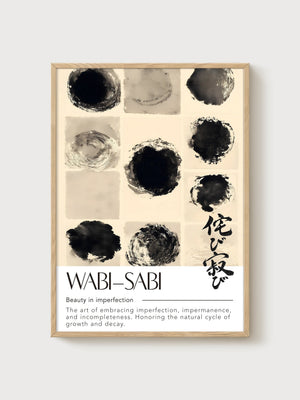 Wabi Sabi Wall Art poster in oak frame